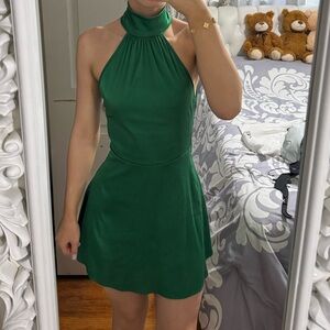 Halter Neck Silk Open Back Dress